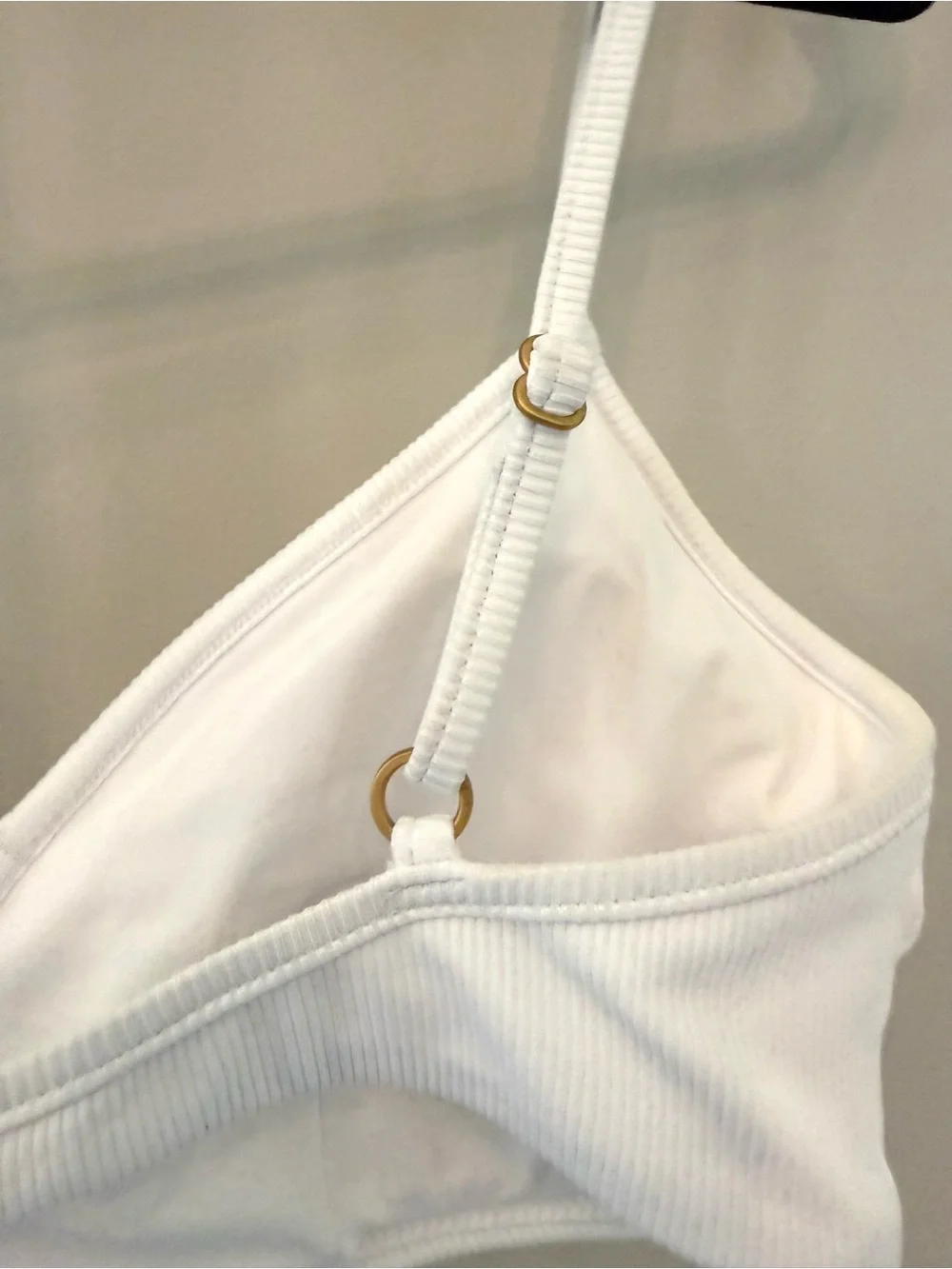 L*Space Helena Bikini Top White V-Plunge Wireless Bra XL NWT